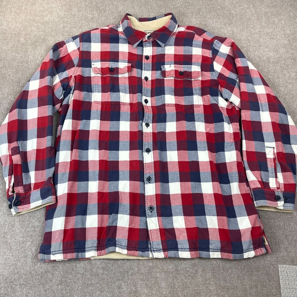 L.L. Bean Fleece-Lined Flannel Shirt Mens XL Multicolor Plaid Traditional Fit - Picture 2 of 15